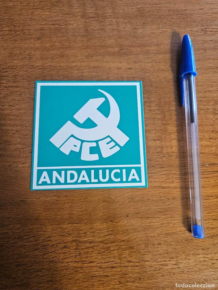 Pegatinas de colecci&oacute;n: Pegatina PCE ANDALUC&Iacute;A verde y blanco - Partido Comunista de Espa&ntilde;a