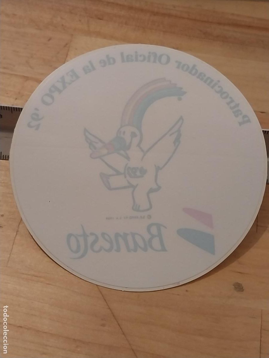 Pegatinas de colecci&oacute;n: BANESTO CURRO PATROCINADOR OFICIAL EXPO 92 PEGATINA CRISTAL 10CMS SIN PEGAR NUNCA -ORIGINAL