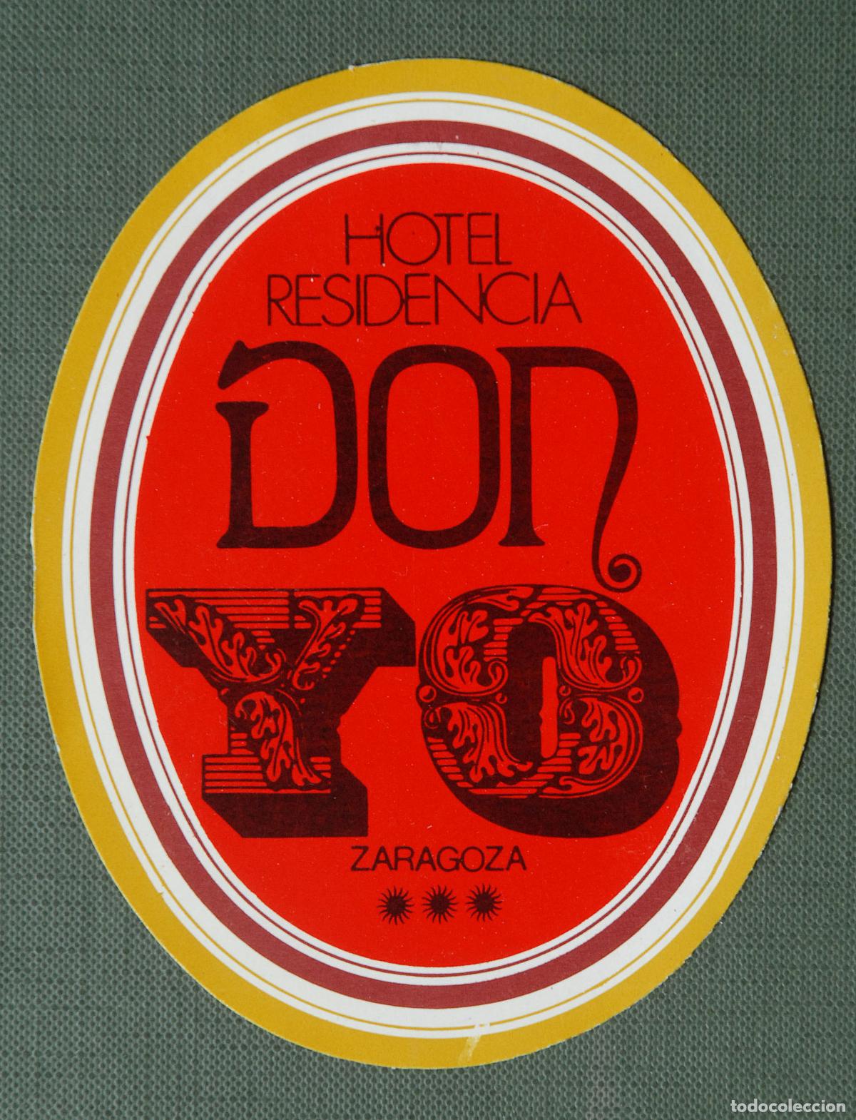 Pegatinas de colecci&oacute;n: Antigua ETIQUETA - HOTEL RESIDENCIA DON YO - ZARAGOZA (Ver reverso) - 11 X 9 cm. - La de las fotos