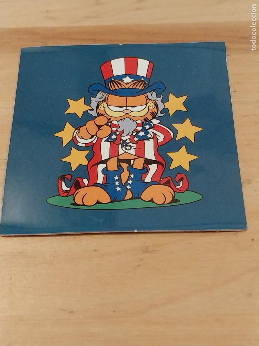Pegatinas de colecci&oacute;n: GARFIELD GATO BANDERA AMERICANA PEGATINA ADHESIVO SIN PEGAR NUNCA 6,3CMS