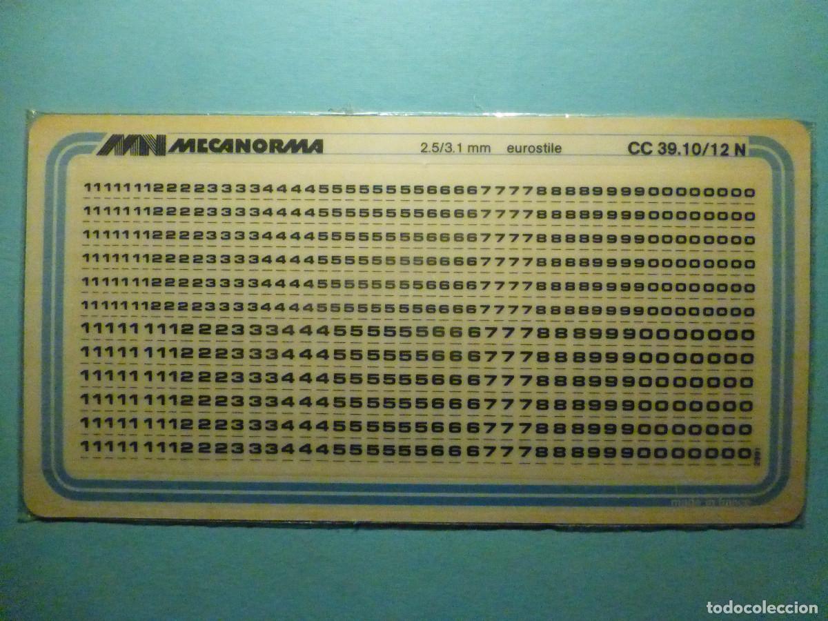 Pegatinas de colecci&oacute;n: Mecanorma, Letras y N&uacute;meros transferibles rotular 2,5/3,1 mm. Eurostile CC 39.10/12 N - Nueva