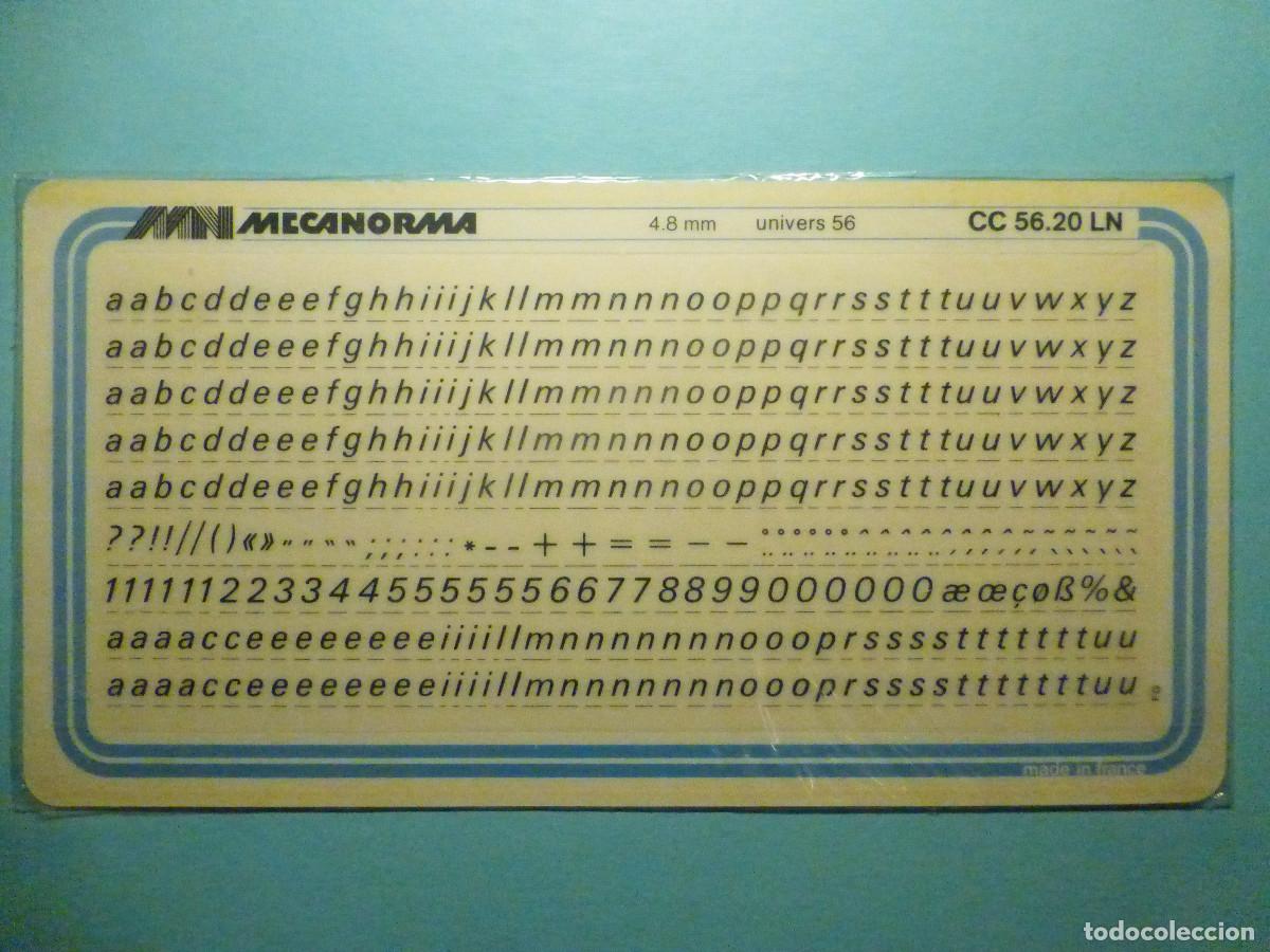Pegatinas de colecci&oacute;n: Mecanorma, Letras y N&uacute;meros transferibles rotular 4,8 mm. Univers 56 CC 56.20 LN - Nueva