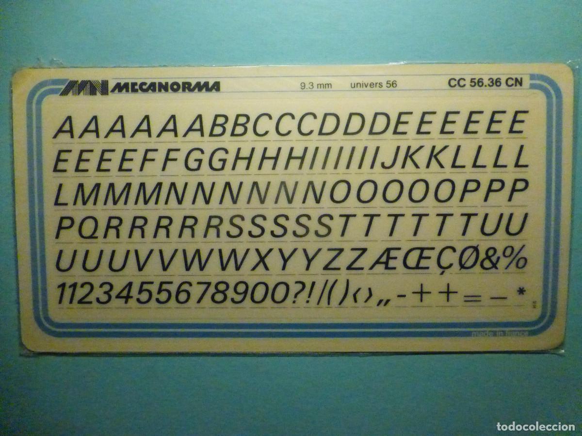 Pegatinas de colecci&oacute;n: Mecanorma, Letras y N&uacute;meros transferibles rotular 9,3 mm. Univers 56 CC 56.36 CN - Nueva