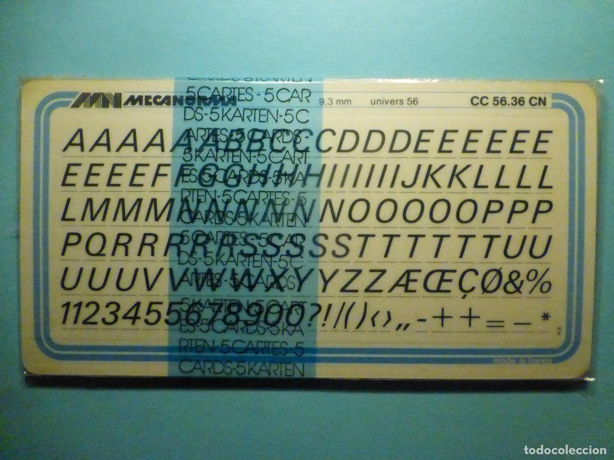 Pegatinas de colecci&oacute;n: Mecanorma, Letras y N&uacute;meros transferibles rotular 9,3 mm. Univers 56 CC 56.36 CN - 5 tarjetas
