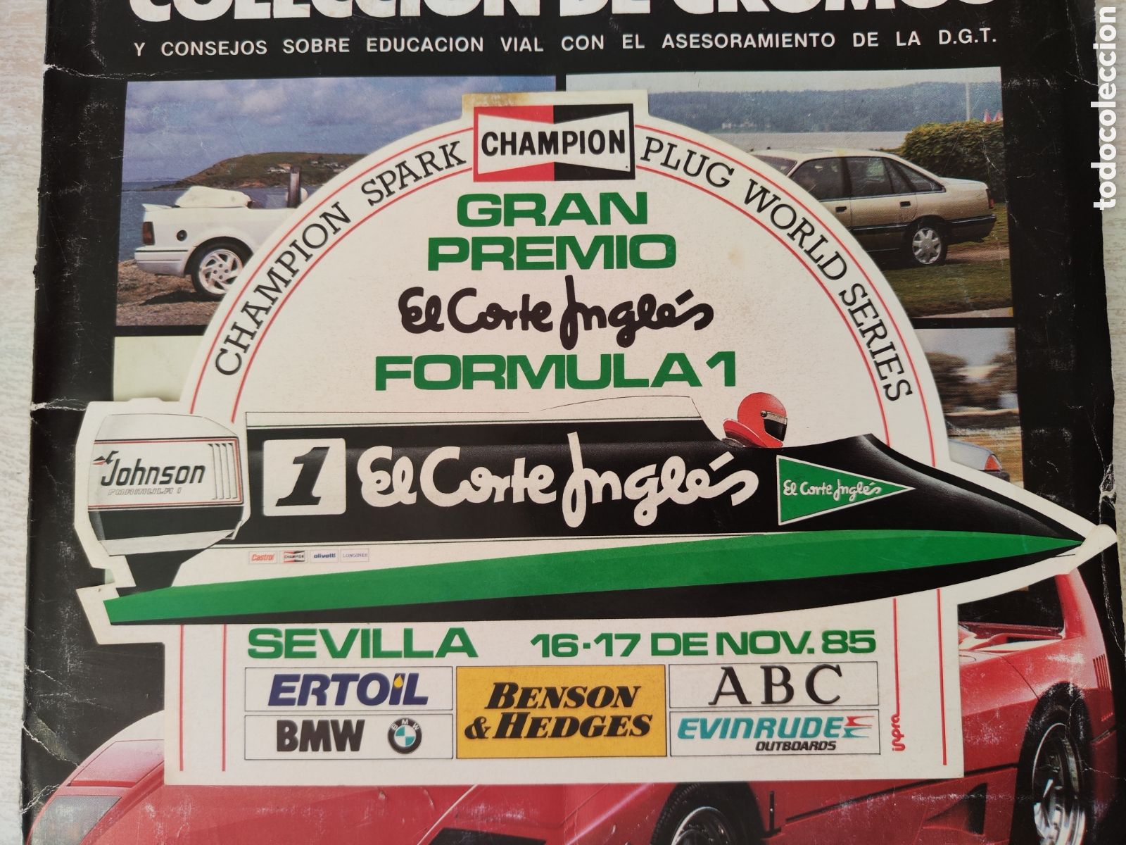 Pegatinas de colecci&oacute;n: Pegatina gran premio f&oacute;rmula 1 Sevilla El corte Ingl&eacute;s 1985