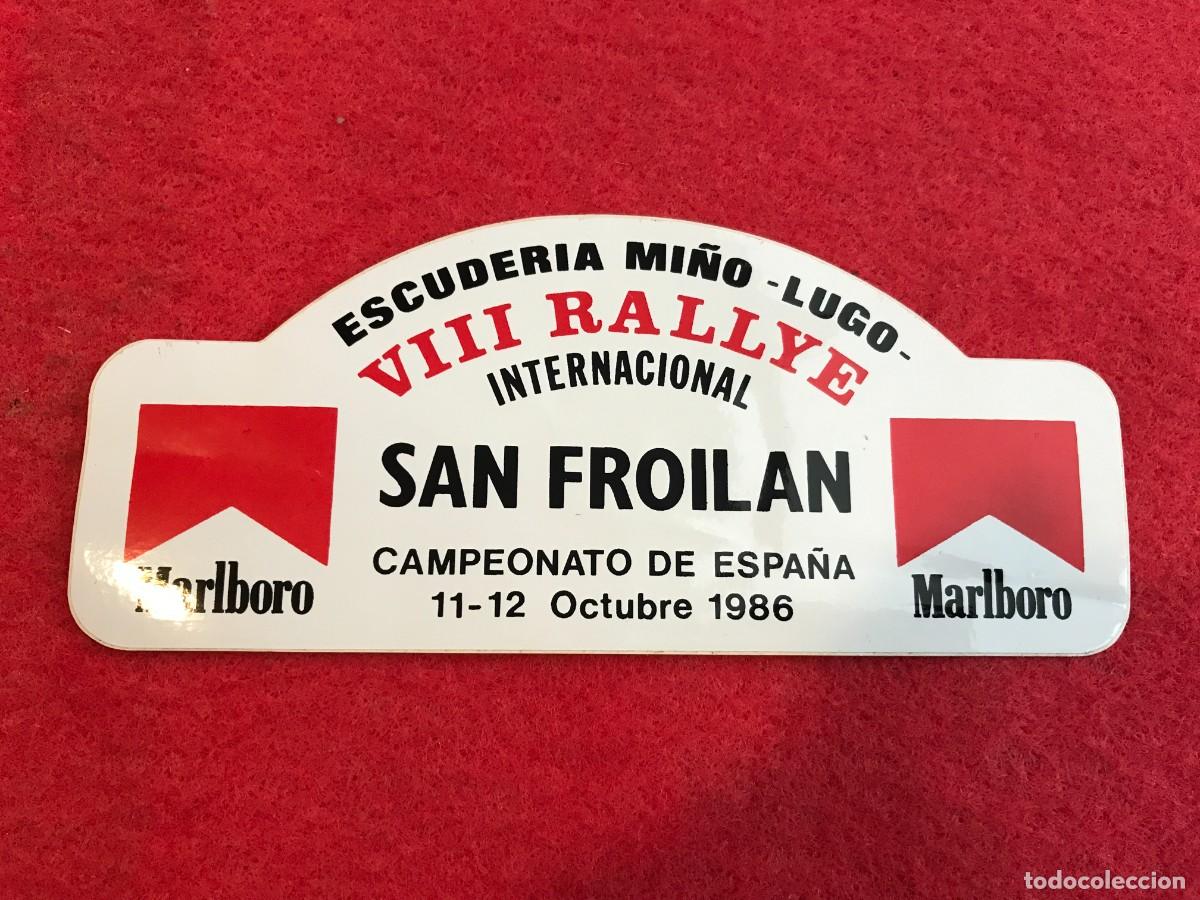 Autocollants de collection: PEGATINA. ESCUDER&Iacute;A MI&Ntilde;O-LUGO. VIII RALLYE INTERNACIONAL SAN FROIL&Aacute;N. 1986. 16 X 7CM