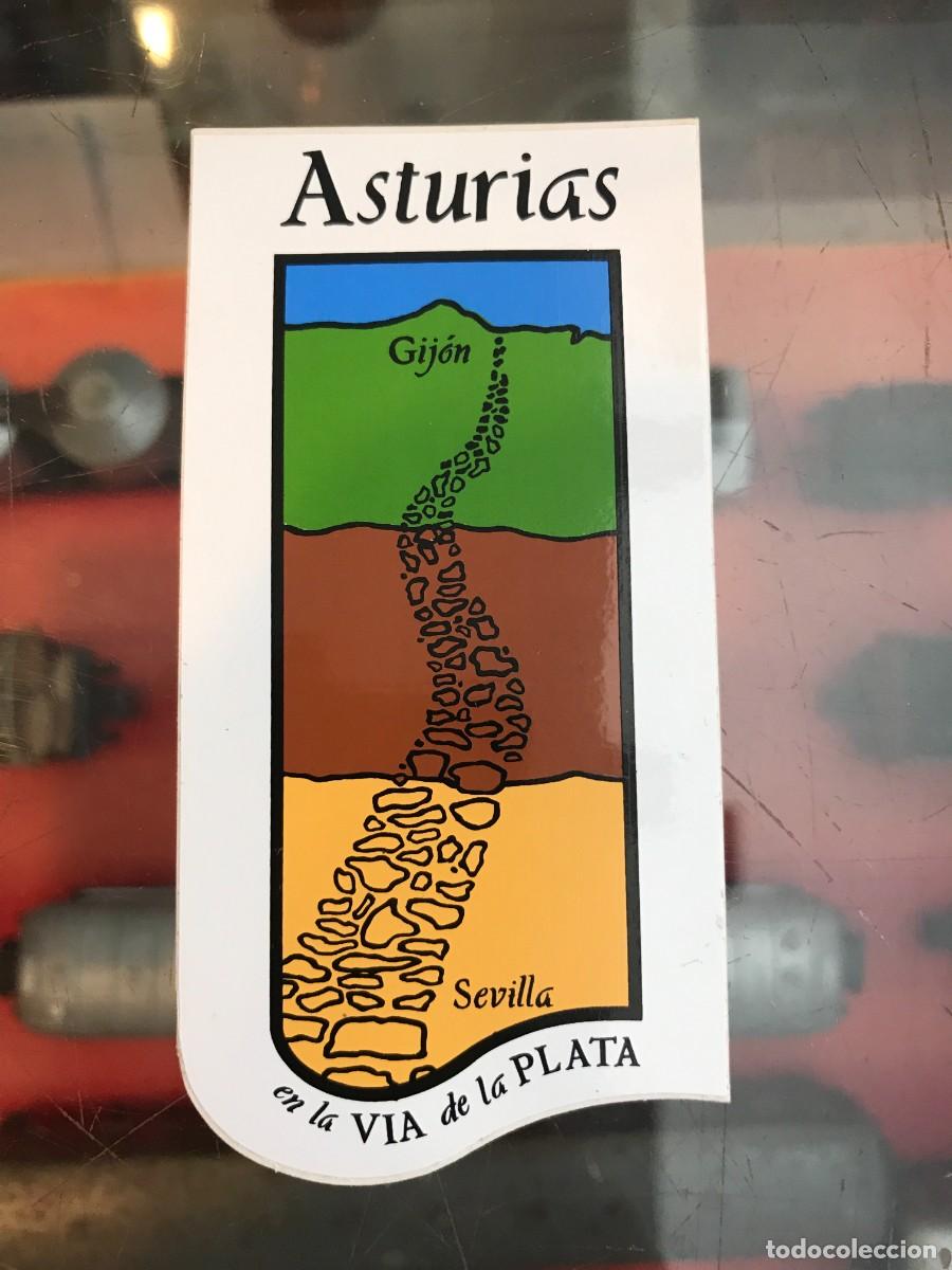 Adesivi di collezione: PEGATINA. ASTURIAS, EN LA V&Iacute;A DE LA PLATA. GIJ&Oacute;N...SEVILLA. 10 X 5CM