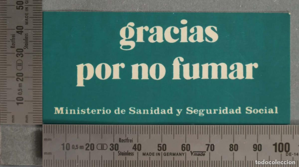Pegatinas de colecci&oacute;n: PEGATINA. GRACIAS POR NO FUMAR. MINSITERIO SANIDAD