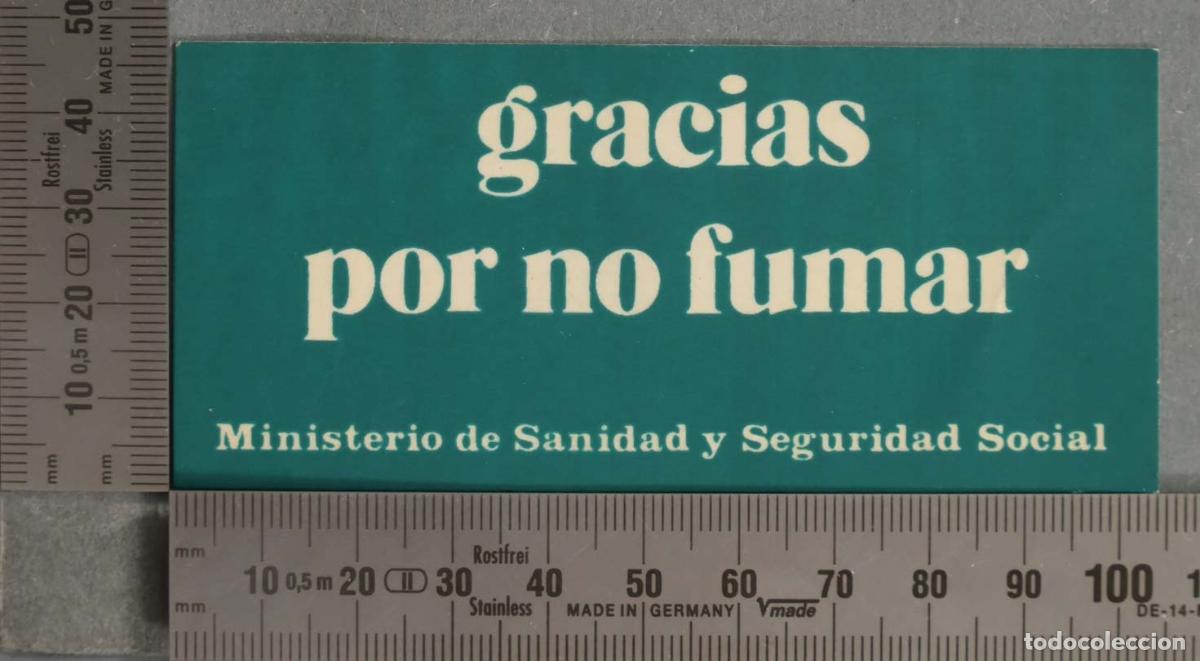 Pegatinas de colecci&oacute;n: PEGATINA. GRACIAS POR NO FUMAR. MINSITERIO SANIDAD