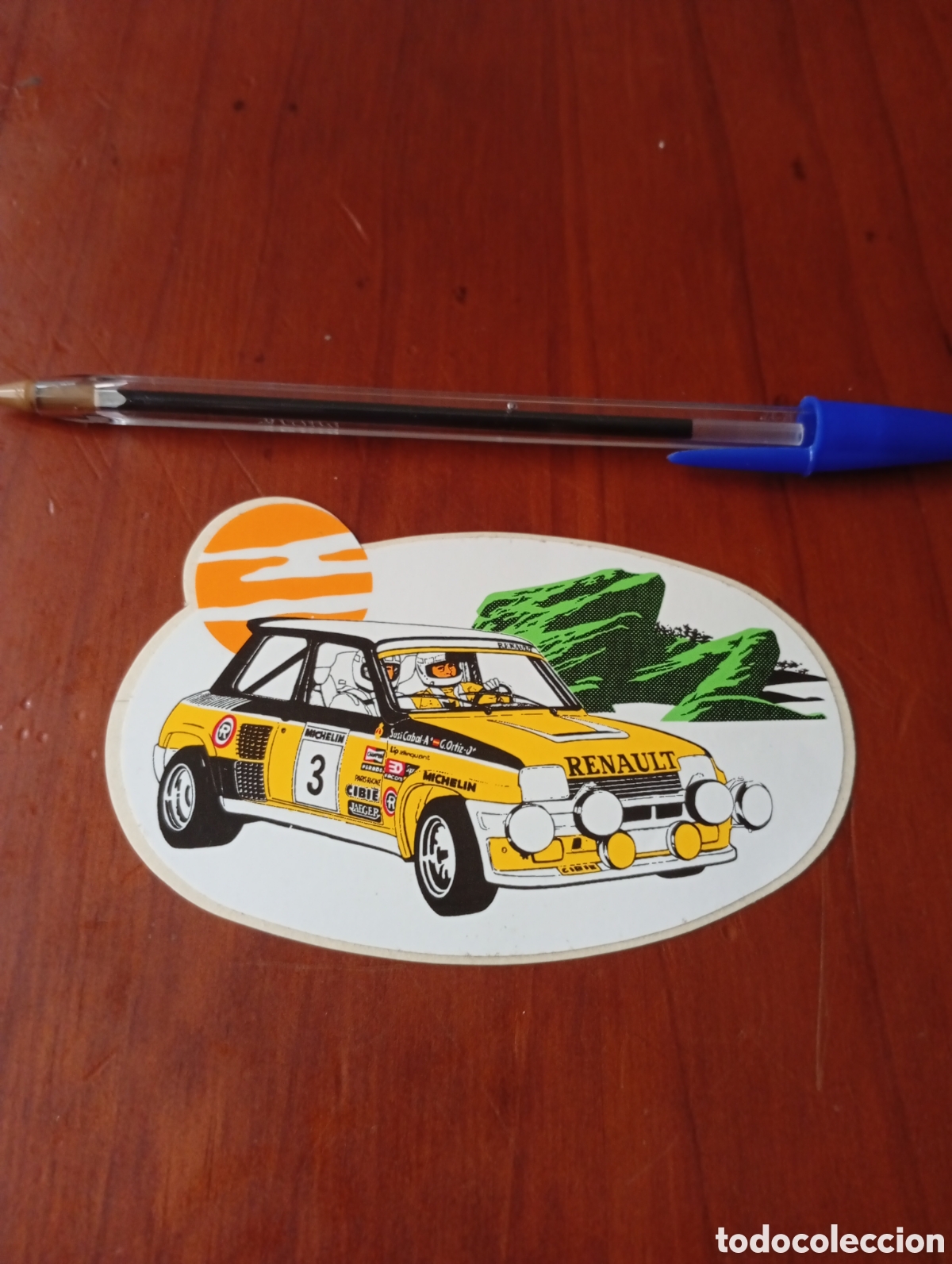 Pegatinas de colecci&oacute;n: PEGATINA CROMO PROMOCIONAL PROPAGANDA a&ntilde;os 80 Renault 5 turbo Rally Genito Ortiz y Susi cabal