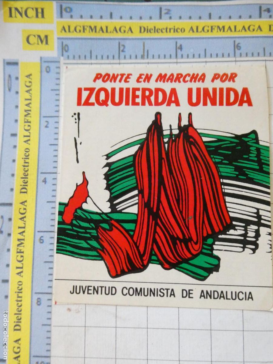 Autocolantes de cole&ccedil;&atilde;o: PEGATINA POL&Iacute;TICO SINDICAL. IZQUIERDA UNIDA JUVENTUD COMUNISTA DE ANDALUC&Iacute;A . 89