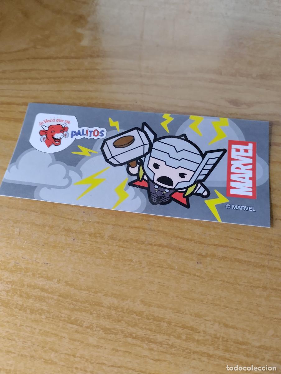 Pegatinas de colecci&oacute;n: pegatina de marvel de thor de los palitos de la vaca que rie - Foto 1