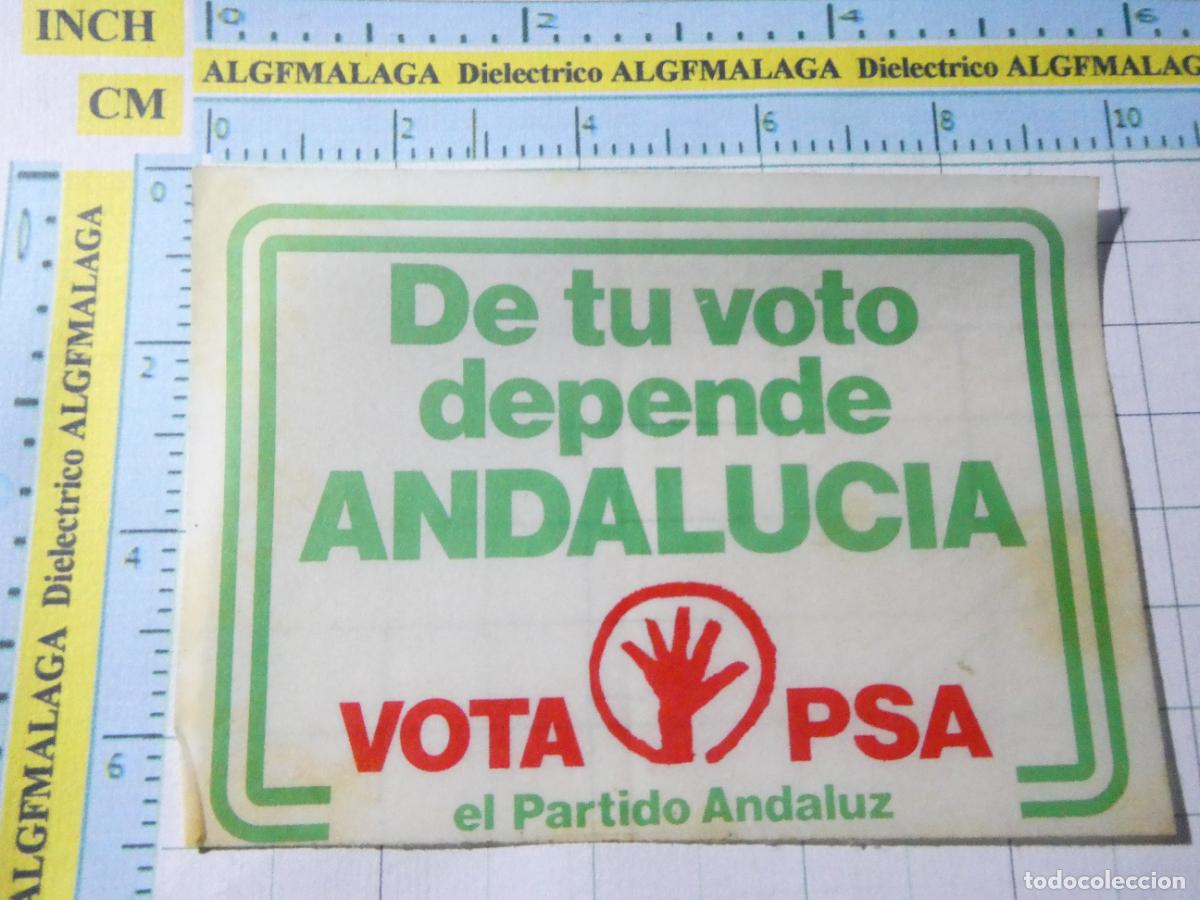 Autocollants de collection: PEGATINA POL&Iacute;TICO SINDICAL. PSA PARTIDO SOCIALISTA ANDALUCIA . 208