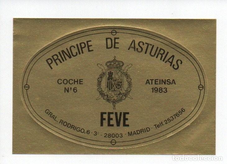 Autocolantes de cole&ccedil;&atilde;o: PEGATINA O ADHESIVO, PRINCIPE DE ASTURIAS. FEVE. COCHE N&ordm; 6 - ATEINSA 1983. 11 X 7,5 CM.