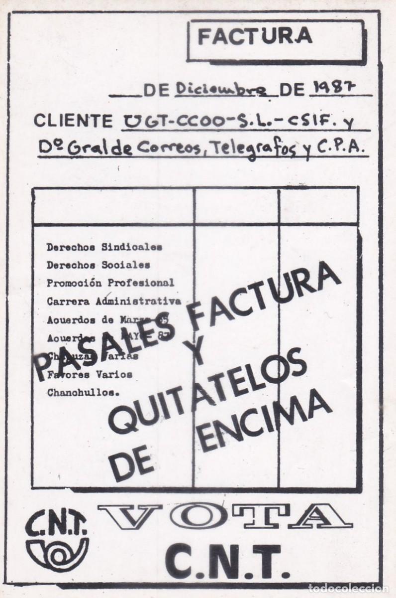 Adesivi di collezione: PEGATINA CNT CORREOS. PASALES FACTURA Y QUITATELOS DE ENCIMA. VOTA C.N.T.