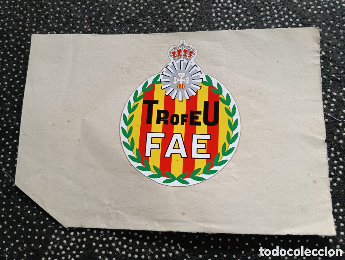 Autocollants de collection: ETIQUETA O PEGATINA COMERCIAL- TROFEO F A E -- MIDE 5,5 x 7 cm.