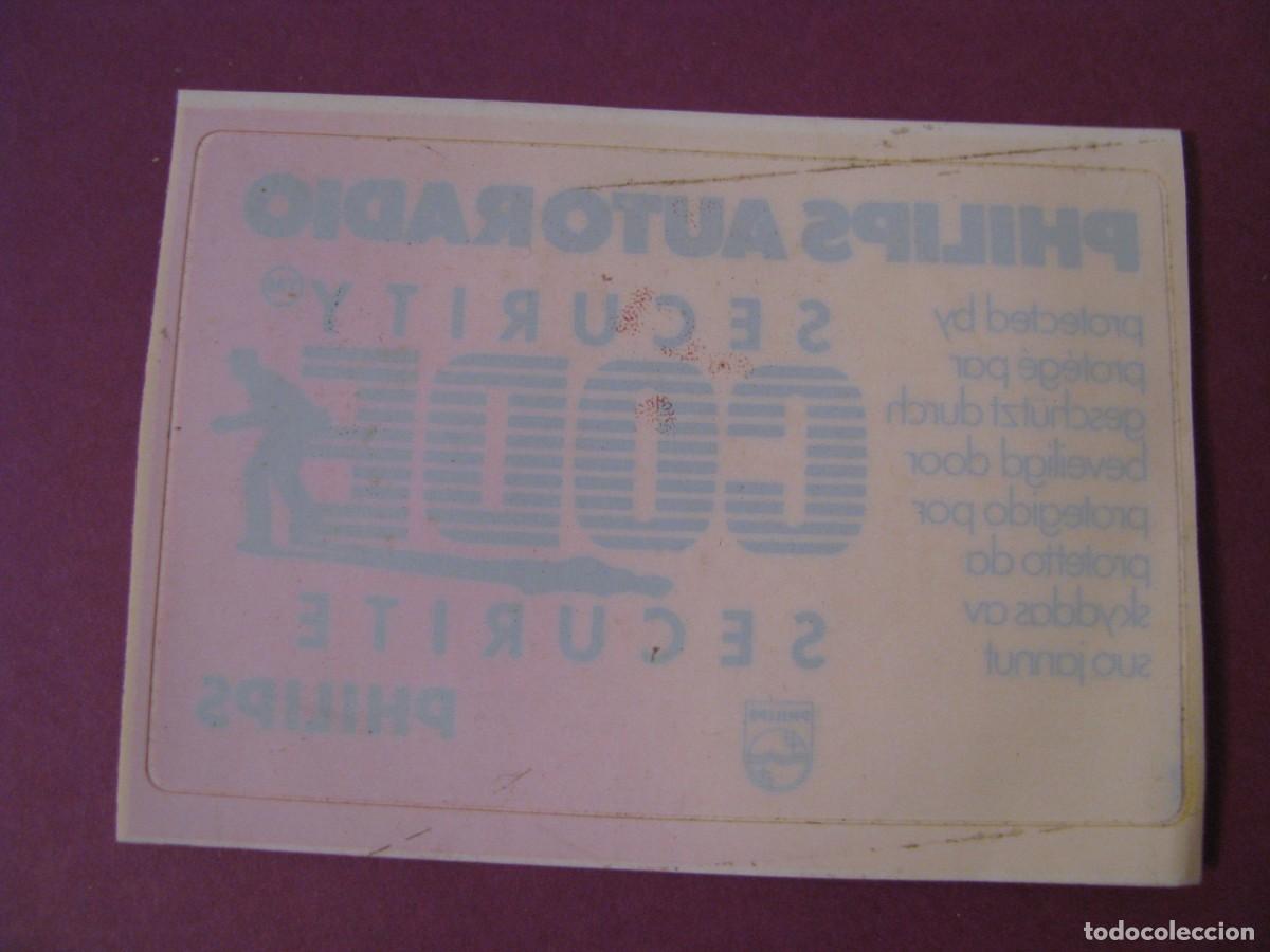 Pegatinas de colecci&oacute;n: PEGATINA DE CRISTAL. PHILIPS AUTORADIO. SECURITY CODE. 7X5 CM - Foto 1