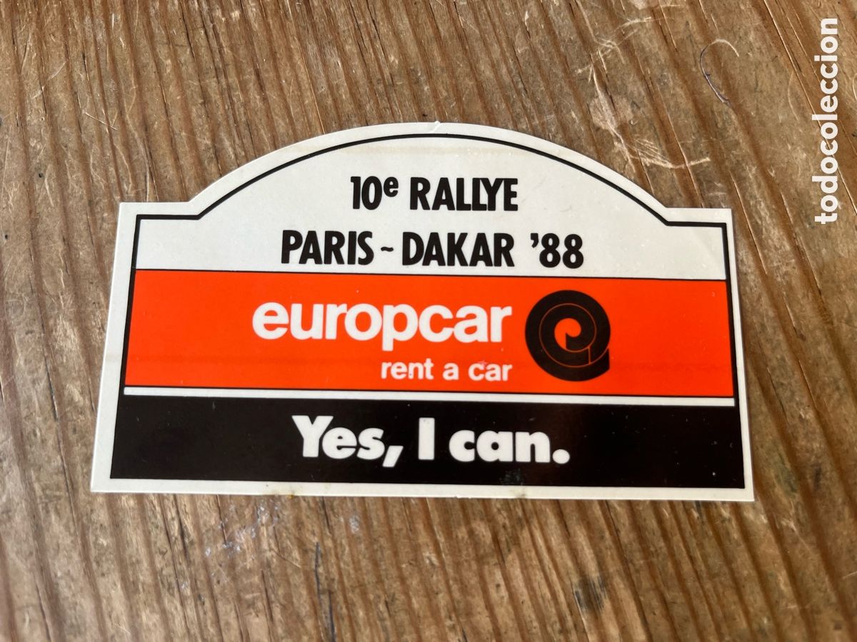 Pegatinas de colecci&oacute;n: R31436 PEGATINA ADHESIVO SIN PEGAR 10&ordm; RALLY RALLYE PARIS DAKAR 88 1988 EUROPCAR RENT A CAR