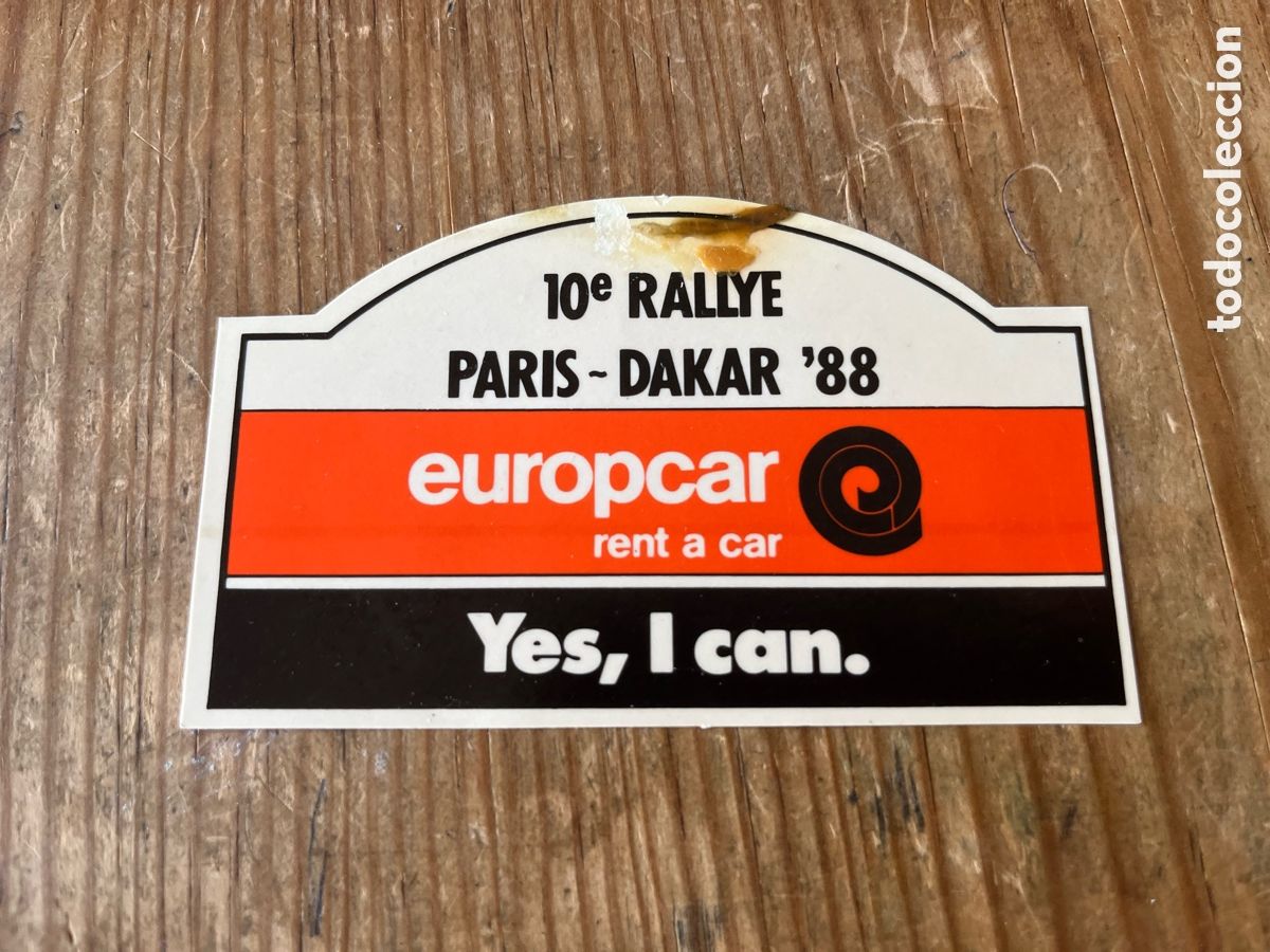 Pegatinas de colecci&oacute;n: R31437 PEGATINA ADHESIVO SIN PEGAR 10&ordm; RALLY RALLYE PARIS DAKAR 88 1988 EUROPCAR RENT A CAR