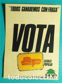 Pegatinas de colecci&oacute;n: Pegatina Pol&iacute;tica - Alianza Popular - AP - Vota - 6 x 8 cm.