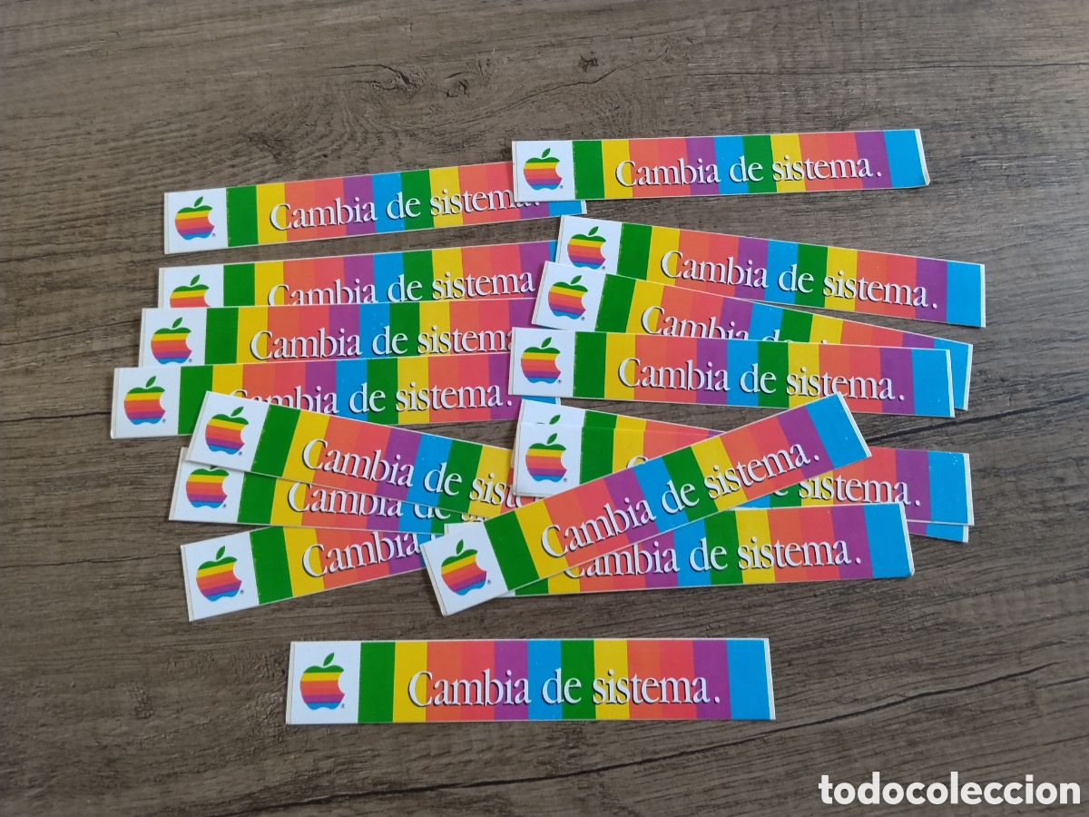 Pegatinas de colecci&oacute;n: Lote 16 pegatinas antiguas apple.manzana.marca de ordenadores.ibm