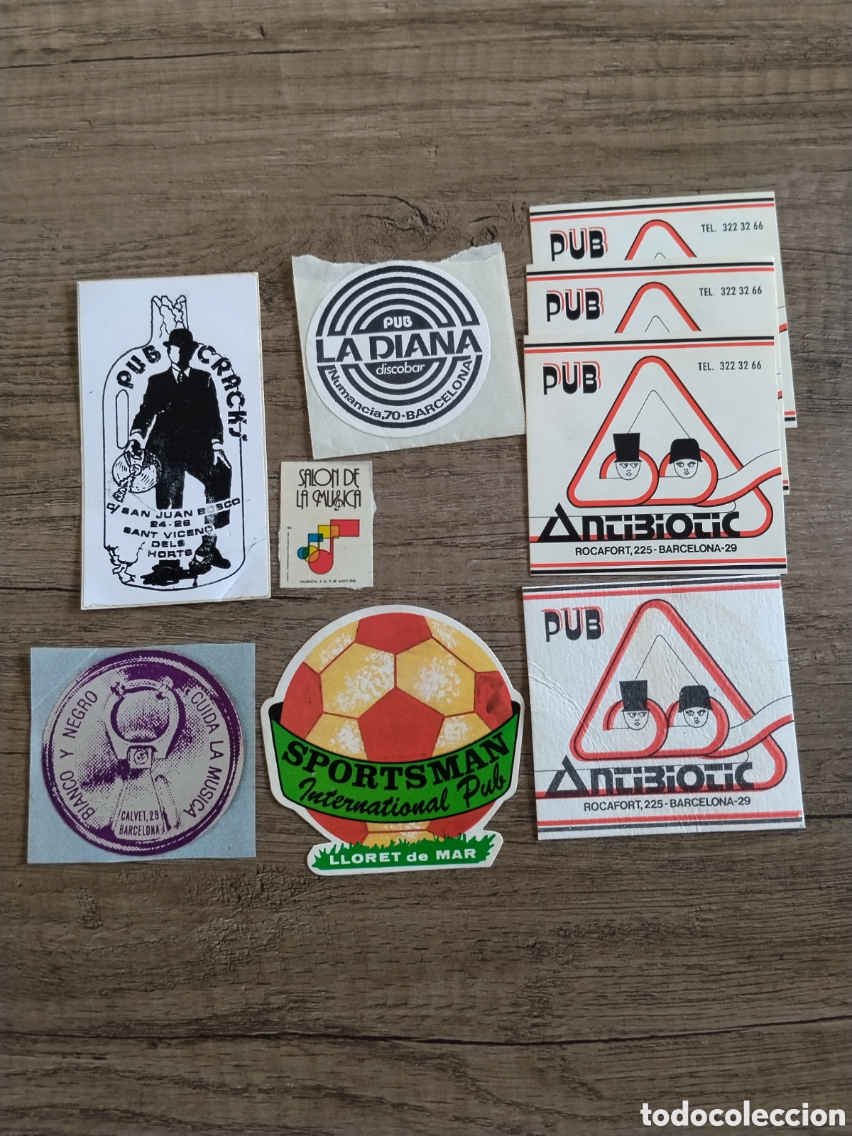 Pegatinas de colecci&oacute;n: Lote 9 pegatinas antiguas discotecas Catalunya. Pub.local de fiestas .ruta del bacalao