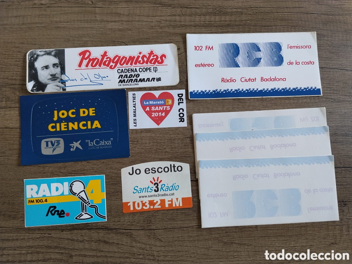 Pegatinas de colecci&oacute;n: Lote pegatinas emiroras de radio de catalunya.radio miramar.luis del olmo.radio nacional.rne.ser.cat