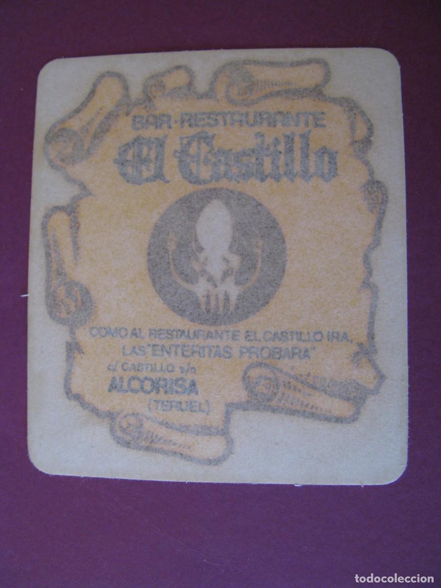 Pegatinas de colecci&oacute;n: PEGATINA DE CRISTAL. BAR RESTAURANTE EL CASTILLO. ALCORISA (TERUEL). 9,5X8,5 CM