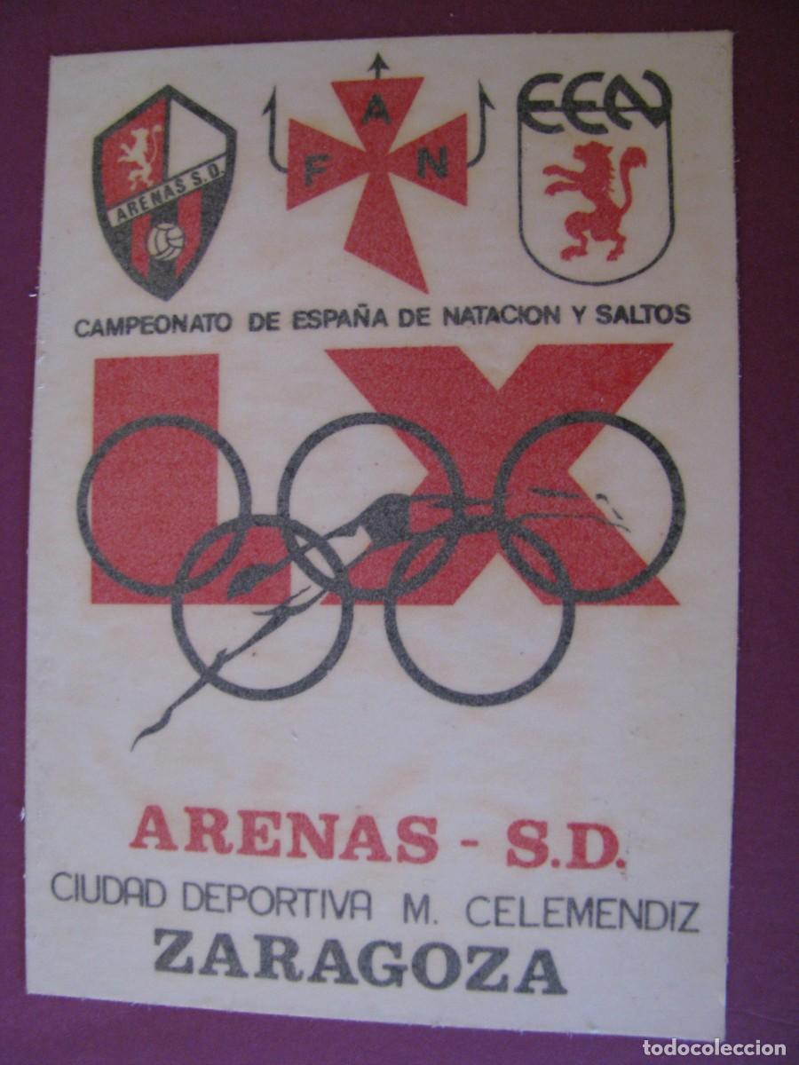 Pegatinas de colecci&oacute;n: PEGATINA DE CRISTAL. LX CAMPEONATO DE ESPA&Ntilde;A DE NATACI&Oacute;N Y SALTOS. ARENAS S.D. ZARAGOZA.