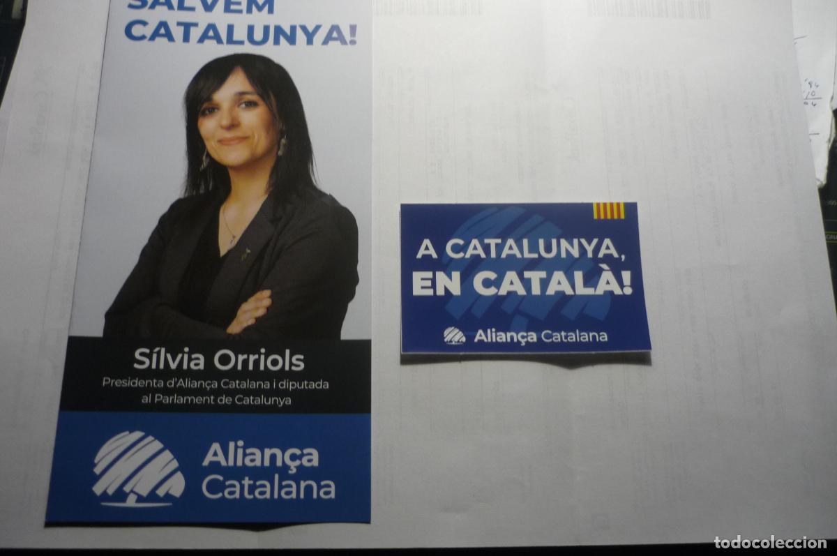 Pegatinas de colecci&oacute;n: lote pegatina politica nuevo partido alian&ccedil;a catalana,. y folleto 4 pag