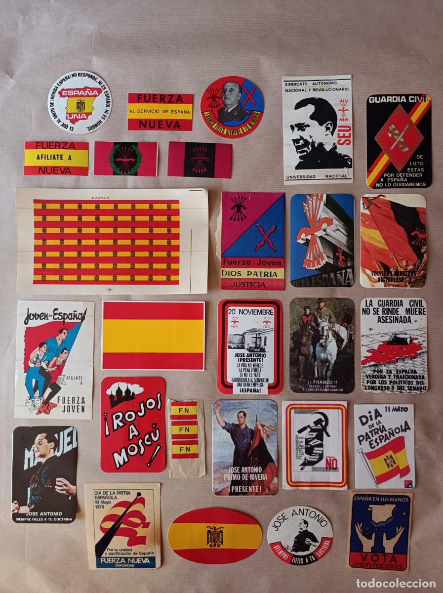 Pegatinas de colecci&oacute;n: PEGATINAS POL&Iacute;TICAS A&Ntilde;OS 70/80 FUERZA NUEVA FALANGE FUERZA JOVEN FRANCO SEU GUARDIA CIVIL