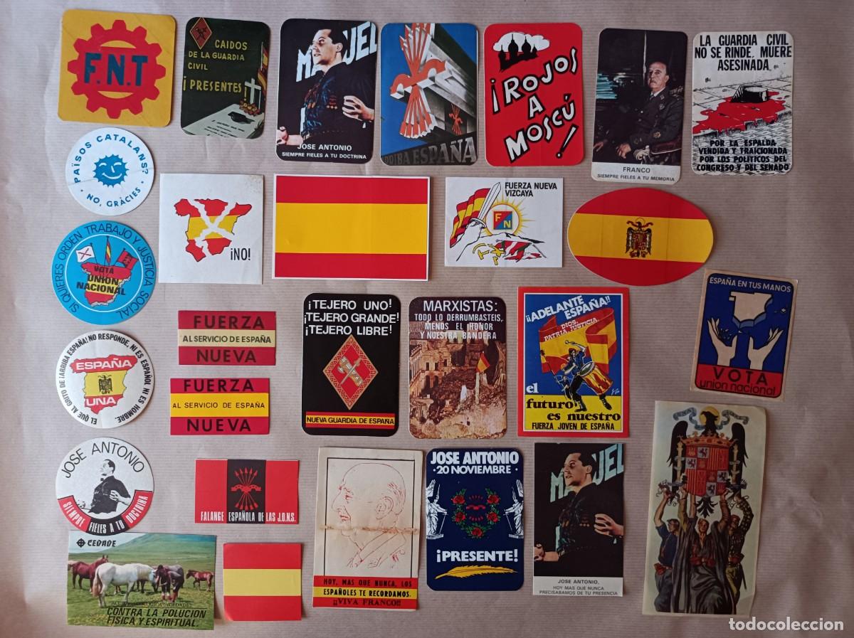 Pegatinas de colecci&oacute;n: PEGATINAS POL&Iacute;TICAS A&Ntilde;OS 70/80 FUERZA NUEVA FALANGE FUERZA JOVEN FRANCO FNT GUARDIA CIVIL