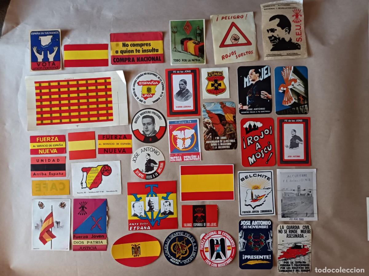 Pegatinas de colecci&oacute;n: PEGATINAS POL&Iacute;TICAS A&Ntilde;OS 70/80 FUERZA NUEVA FALANGE FUERZA JOVEN FRANCO DIVISI&Oacute;N AZUL GUARDIA CIVIL