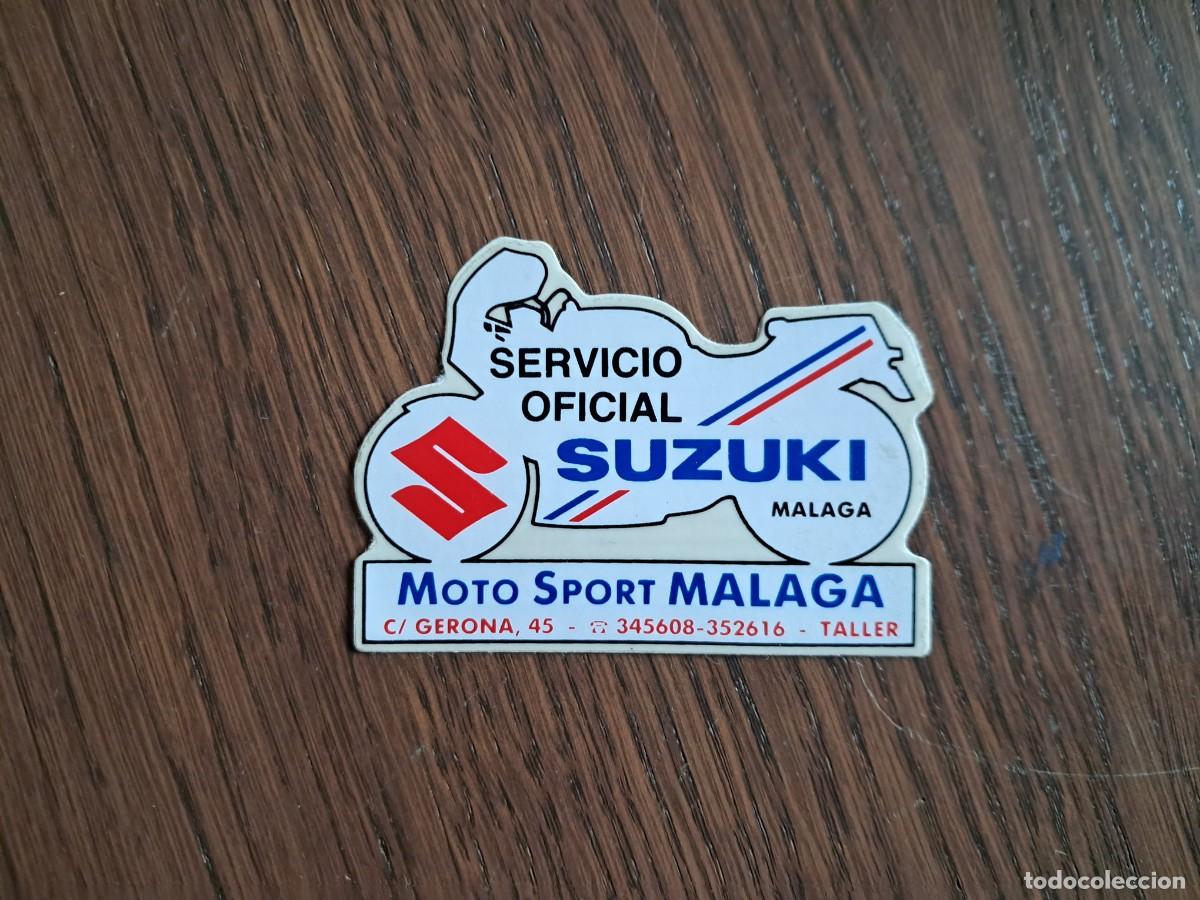 Pegatinas de colecci&oacute;n: pegatina de publicidad, Moto sport M&aacute;laga, servicio oficial motos Suzuki.