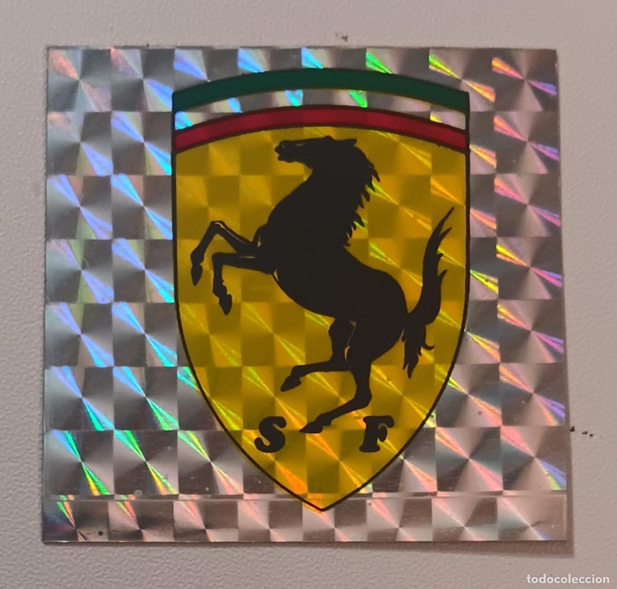 Pegatinas de colecci&oacute;n: ANTIGUA PEGATINA ADHESIVO METALIZADA ESCUDO LOGO COCHE FERRARI A&Ntilde;OS 80