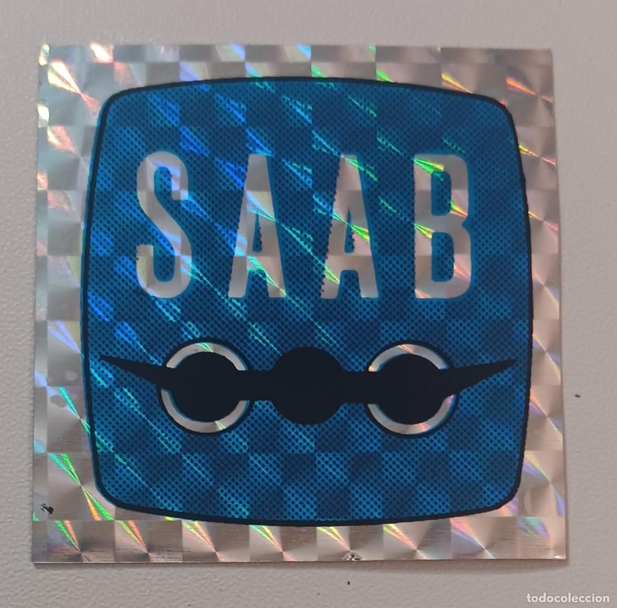 Pegatinas de colecci&oacute;n: ANTIGUA PEGATINA ADHESIVO METALIZADA ESCUDO LOGO COCHE SAAB A&Ntilde;OS 80