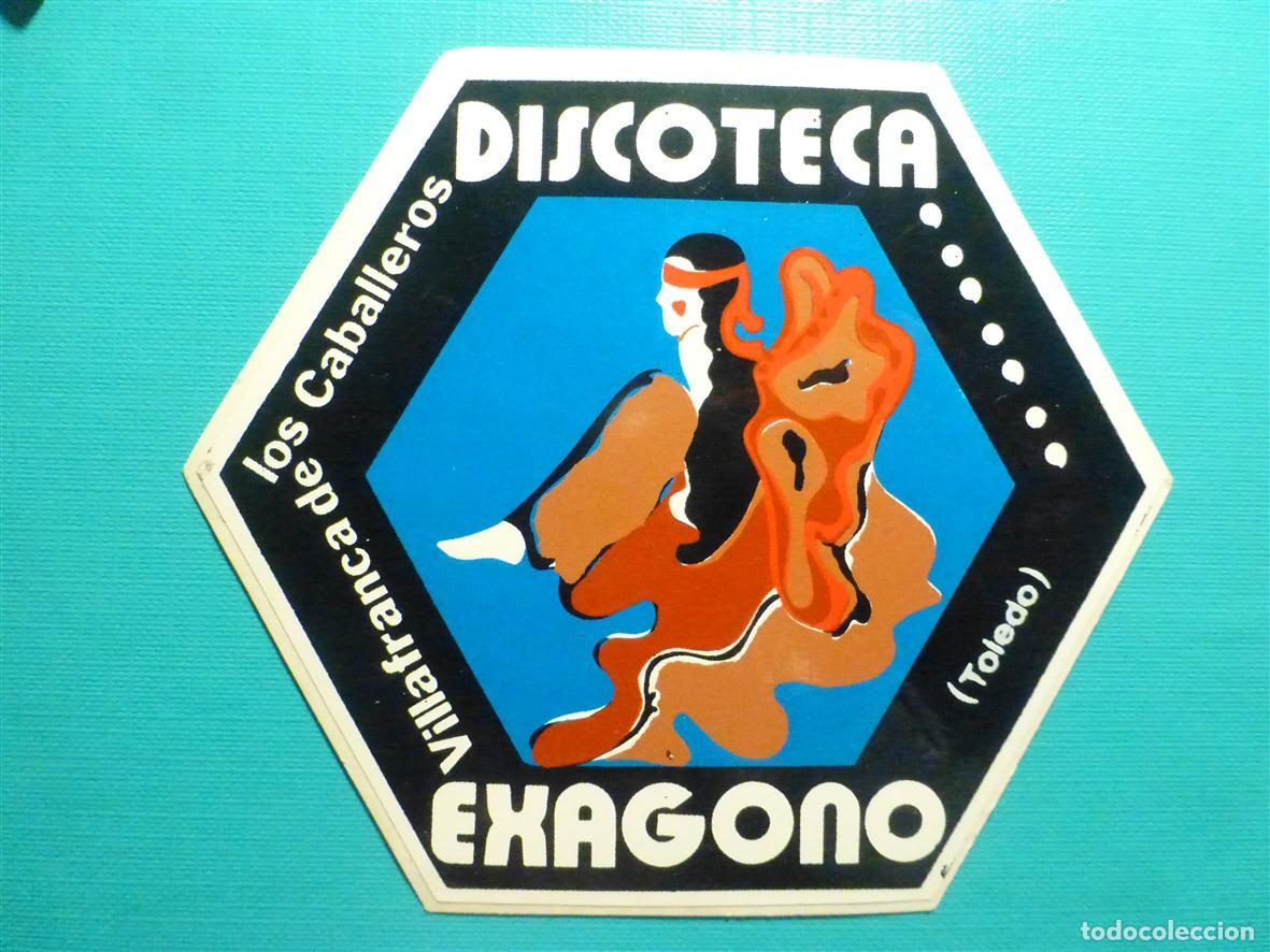 Pegatinas de colecci&oacute;n: Pegatina - Pub, Disco - Discoteca Exagono - Villafranca de los Caballeros, Toledo - 11,5 x 10 cm.