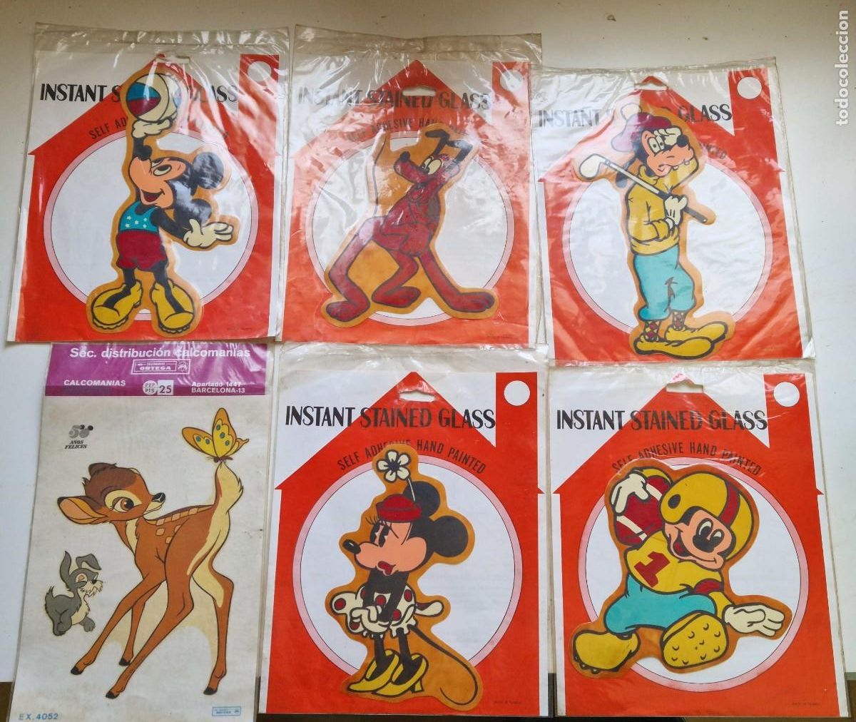 Pegatinas de colecci&oacute;n: LOTE 6 ADHESIVOS ANTIGUOS DISNEY. MICKEY. MINNIE MOUSE. PLUTO. GOOFY. BAMBI.