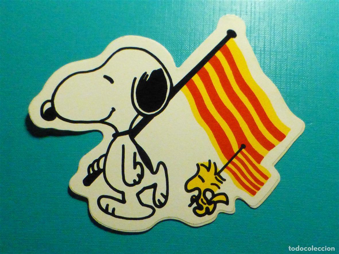 Pegatinas de colecci&oacute;n: Pegatina - Adhesivo - Snoopy - Carlitos, Charlie Brown, Rabanitos - bandera Arag&oacute;n - 13,5 x 11,5 cm