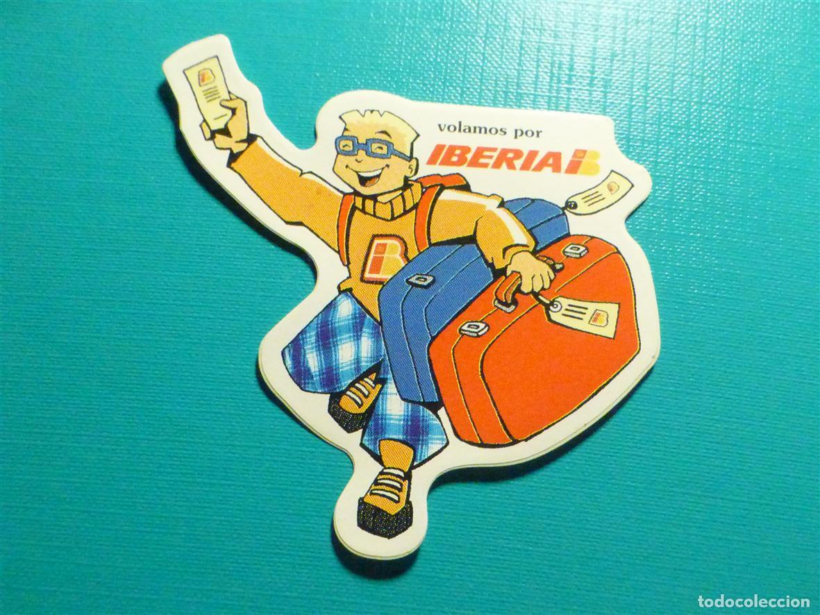 Pegatinas de colecci&oacute;n: Pegatina, Adhesivo - Volamos con Iberia - 8,5 x 9 cm.