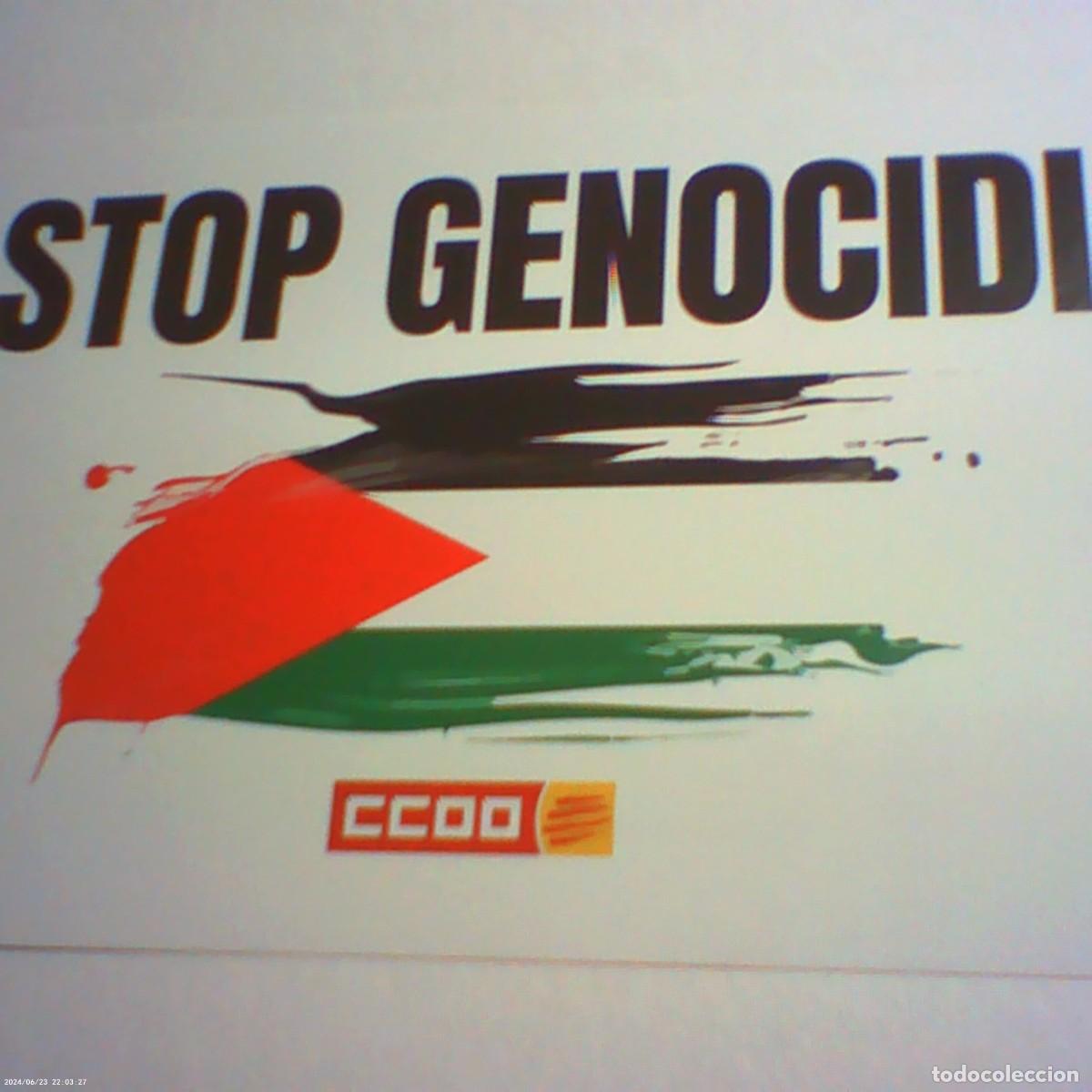 Pegatinas de colecci&oacute;n: pegatina adhesivo ccoo stop genocidi palestina 2026