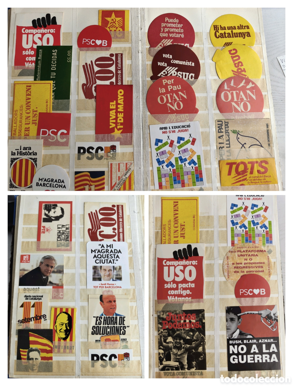 Pegatinas de colecci&oacute;n: Espa&ntilde;a GRAN lote Adhesivos Politicos de los a&ntilde;os 80s OTAN PSUC CCOO etc ...