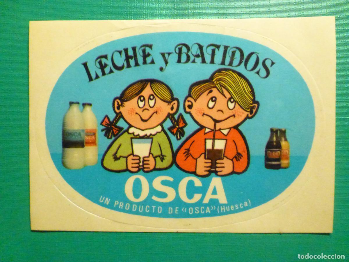 Pegatinas de colecci&oacute;n: Pegatina Tiendas Alimentaci&oacute;n y Comestibles - Leche y Batidos Osca - Huesca - 10 x 7 cm.
