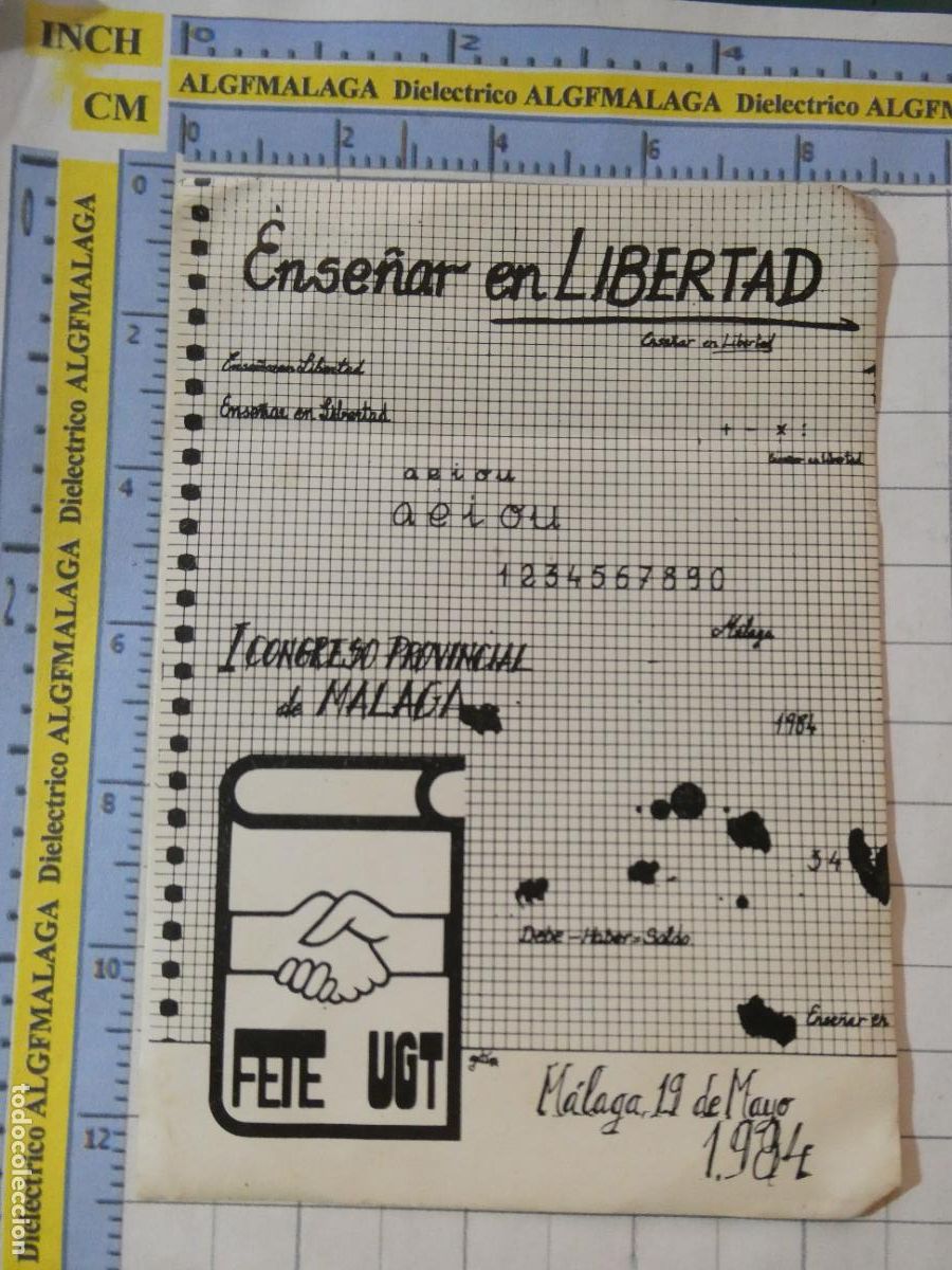 Pegatinas de colecci&oacute;n: PEGATINA POL&Iacute;TICO SINDICAL. I CONGRESO FETE UGT ENSE&Ntilde;ANZA EN LIBERTAD M&Aacute;LAGA 1984. 13