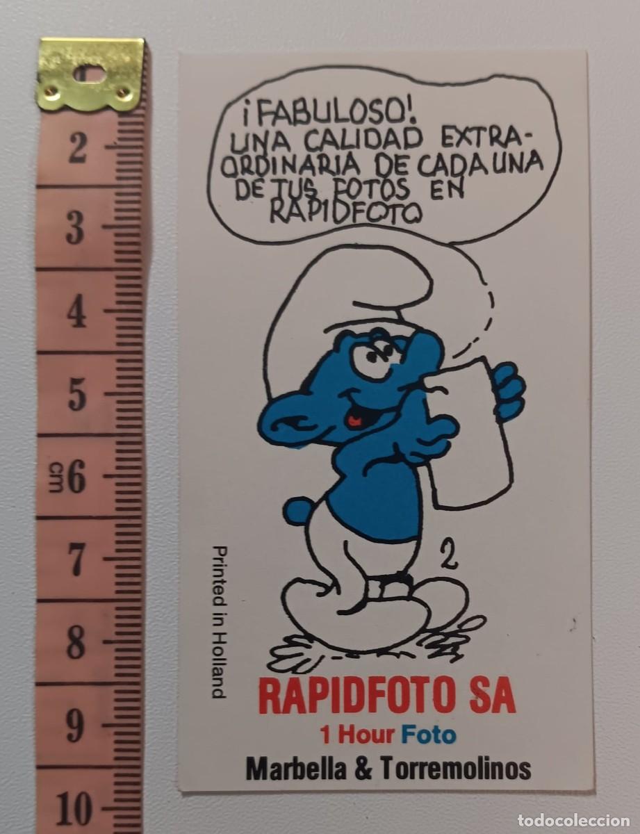 Pegatinas de colecci&oacute;n: ANTIGUA PEGATINA ADHESIVO PUBLICIDAD REBELELADO DE FOTOS RAPIDFOTO PITUFOS A&Ntilde;OS 80 NUNCA PEGADA