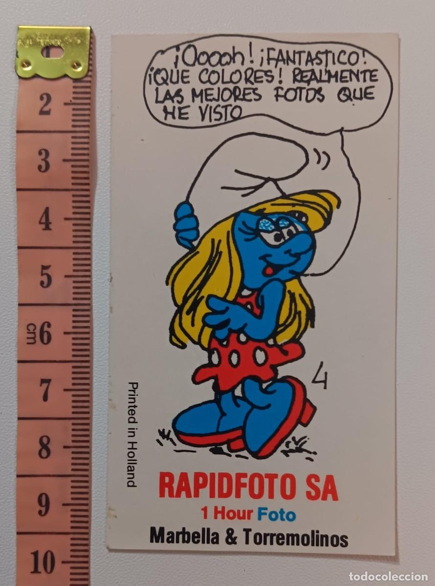 Pegatinas de colecci&oacute;n: ANTIGUA PEGATINA ADHESIVO PUBLICIDAD REBELELADO DE FOTOS RAPIDFOTO PITUFOS A&Ntilde;OS 80 NUNCA PEGADA