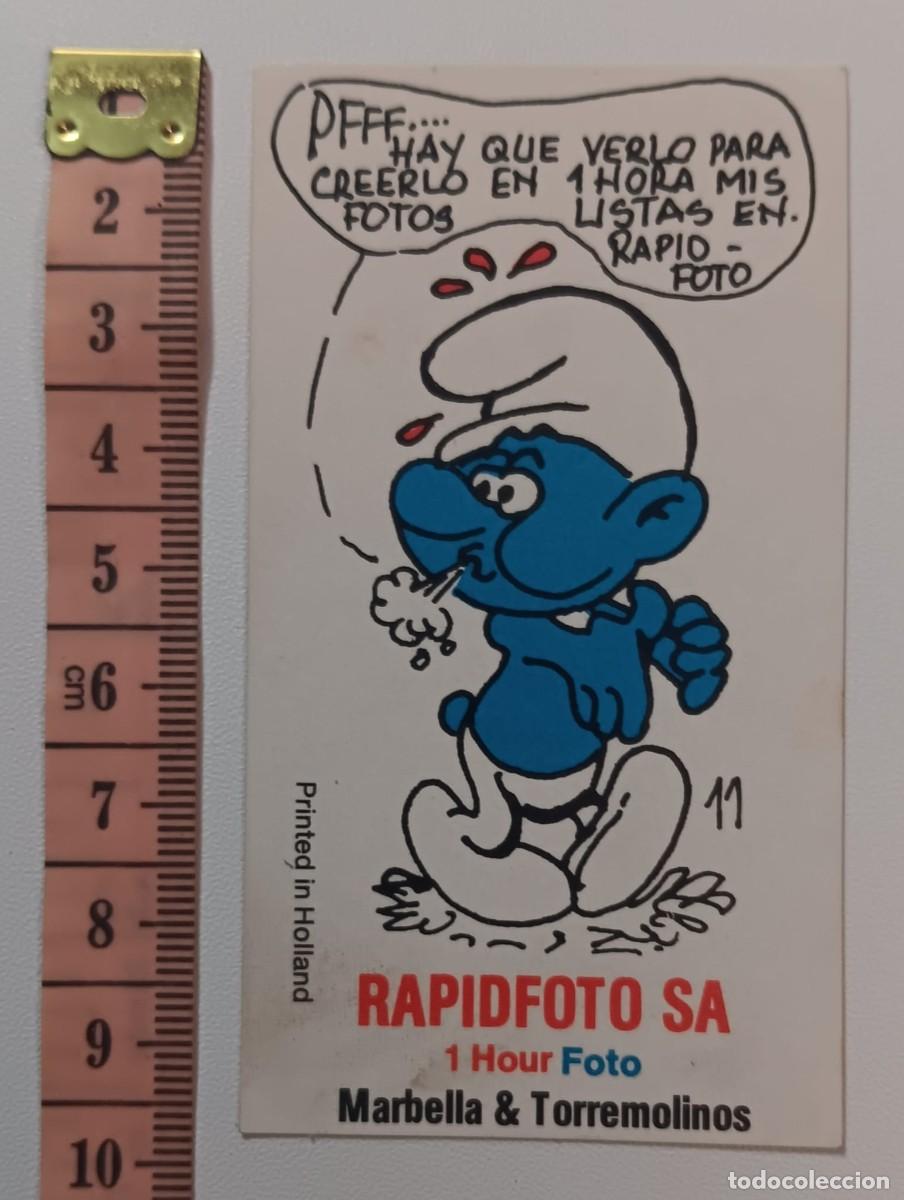Pegatinas de colecci&oacute;n: ANTIGUA PEGATINA ADHESIVO PUBLICIDAD REBELELADO DE FOTOS RAPIDFOTO PITUFOS A&Ntilde;OS 80 NUNCA PEGADA