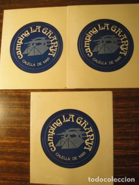 Pegatinas de colecci&oacute;n: 3 Pegatinas adhesivas Camping La Granja. Calella de Mar. Nuevas.
