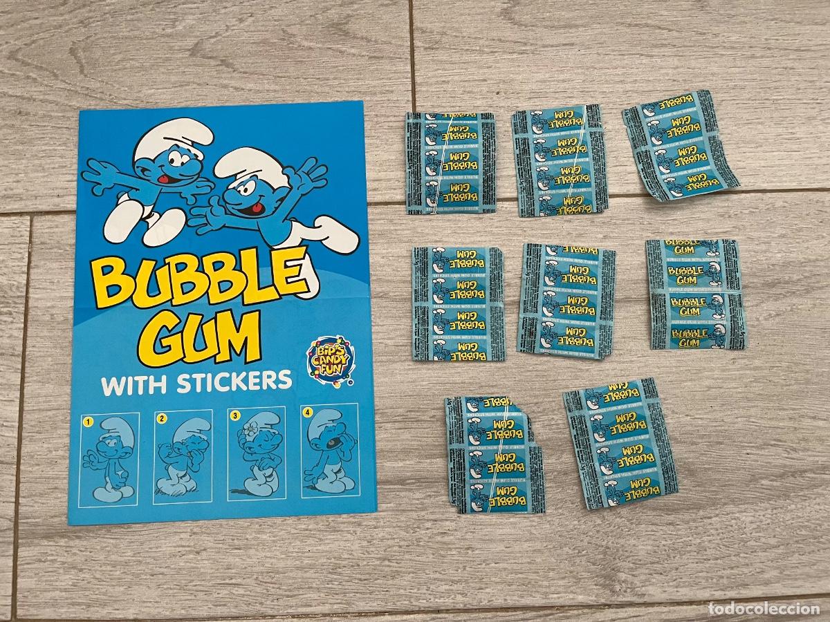 Pegatinas de colecci&oacute;n: &Aacute;LBUM DE LOS PITUFOS BUBBLE GUM VAC&Iacute;O + ENVOLTORIOS DE LOS CHICLES