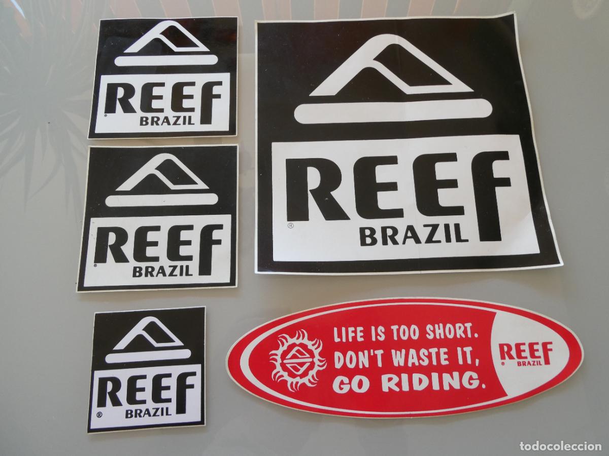 Pegatinas de colecci&oacute;n: 5 PEGATINAS MARCAS DE ROPA. SURF SURFING SURFEROS REEF BRAZIL. BRASIL. ESTADOS UNIDOS CALIFORNIA